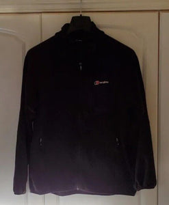 BERGHAUS FLEECE Womens L JUMPER SWEATSHIRT FULL ZIP BLACK VGC RRP £85