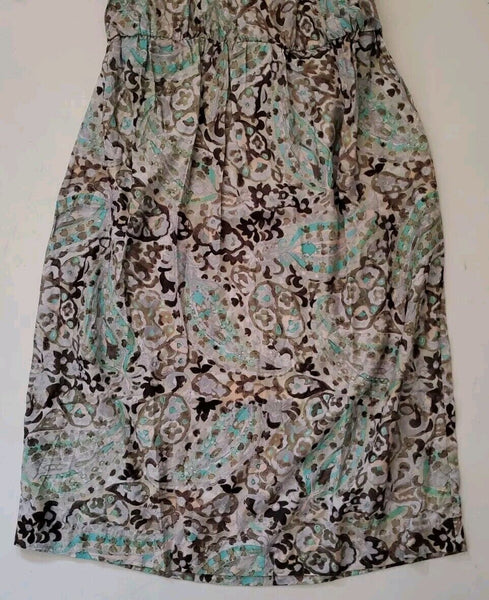 PAUL SMITH Summer Dress Womens S Floral Effect Italian Cloth Blue and Grey