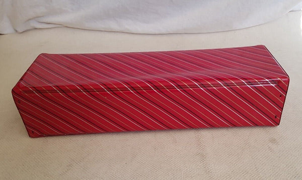 CASSETTE TAPE STORAGE RED GEOMETRIC STRIPES Holds 15 TAPES Vintage 1980's
