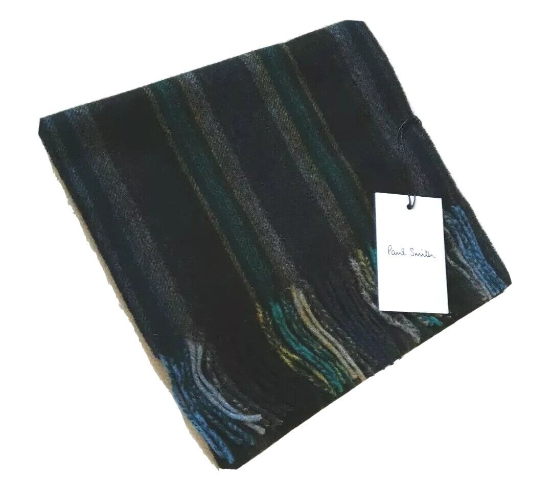 PAUL SMITH SCARF SIGNATURE STRIPES PURE LAMBSWOOL BNWT MADE in UK RRP £140