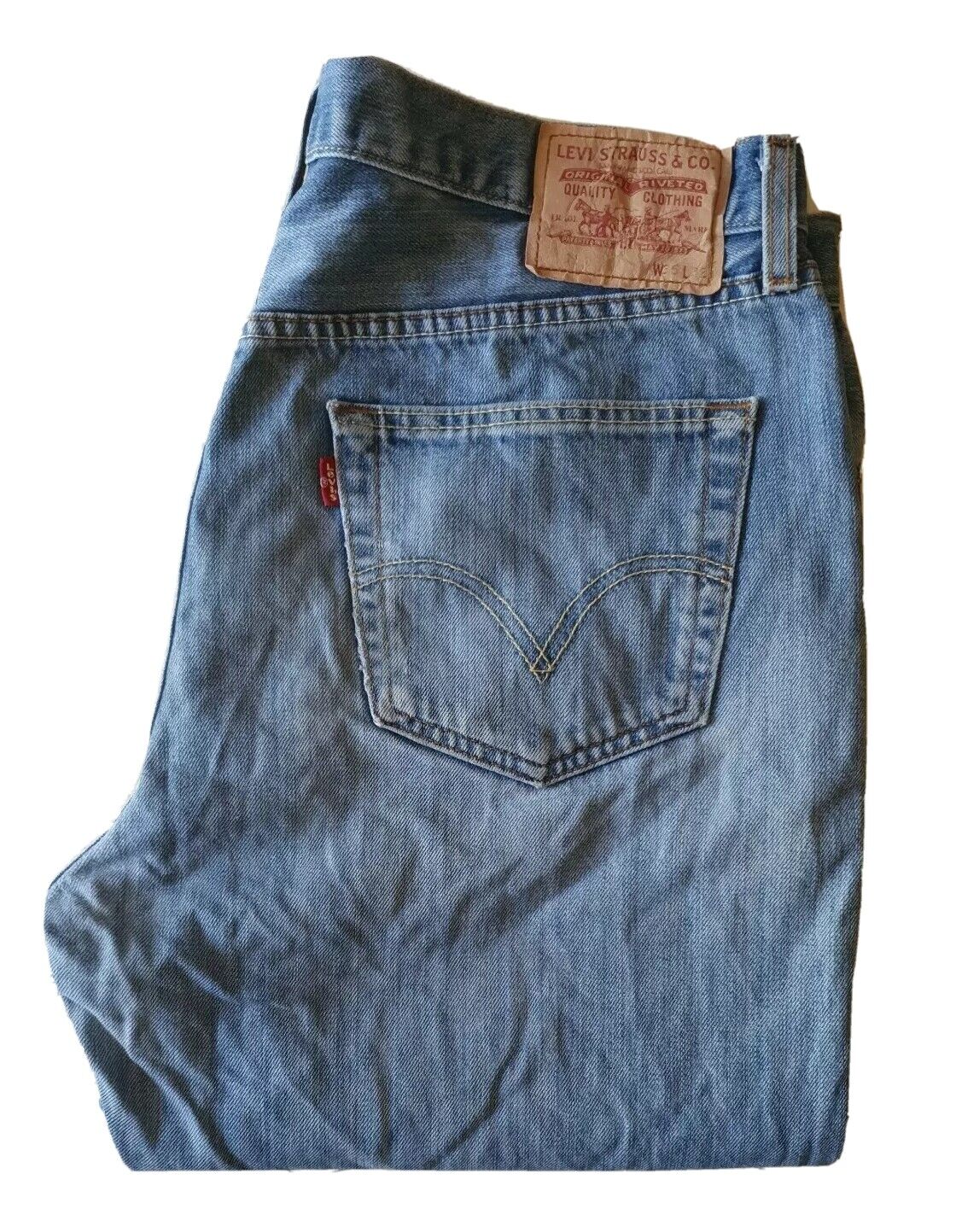 LEVIS 751 JEANS Mens W 36 L 32 VINTAGE BLUE DENIM RED TAB CLASSIC FIT (88)