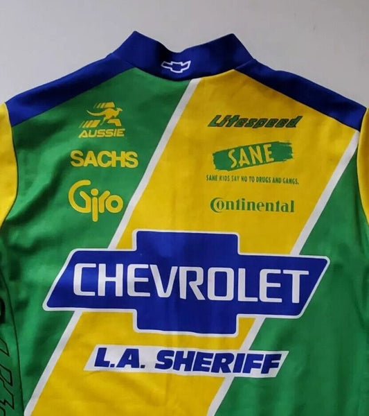 LA Sheriff Chevrolet Litespeed Team Cycling Jersey Mens M Yellow Green Blue