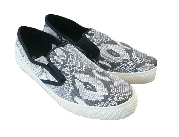 OFFICE LONDON SHOES Womens UK 9 EU 42 Snake Black White Kicker Slip On Pump