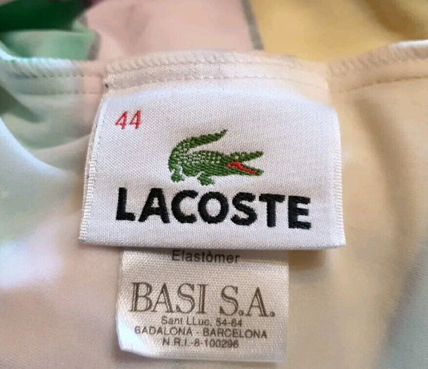 LACOSTE Swimsuit Swimming Costume 1 Piece Size M Striped Spellout New With Tags