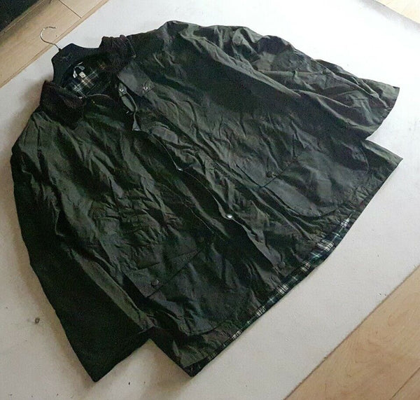 ON TIME Wax Jacket Coat Mens XL Green Waxed Cotton Vintage Made In UK (58)