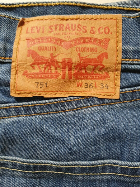 LEVIS 751 Jeans W 38 L 32 Vintage Regular Fit Blue Denim Red Tab (4)