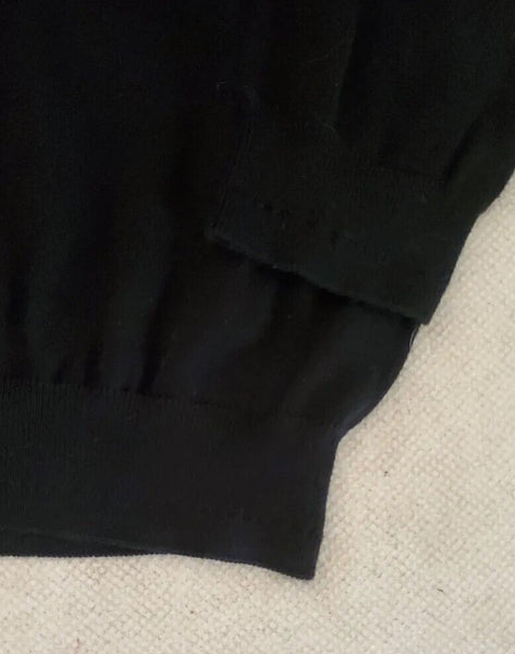 HUGO BOSS Jumper Pullover Mens M Black Italian Fine Knit Cotton V Neck Regular