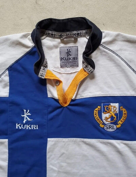FINLAND Rugby Shirt Jersey Mens L Kukuri Home Season 2009 - 2010 Short Sleeved
