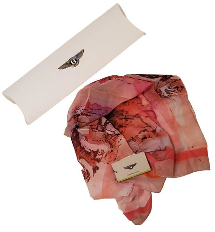 BENTLEY SILK SCARF Womens Pink Orange Watercolours Handmade in Italy Rrp £125