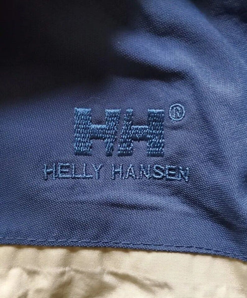 HELLY HANSEN JACKET COAT Mens L Helly Tech Hooded Mesh Lining Sand And Blue