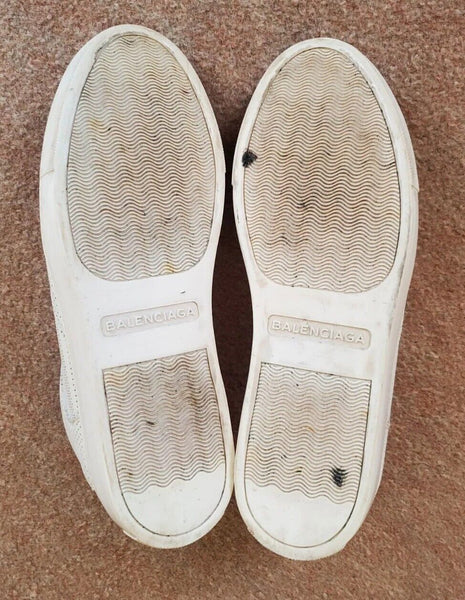 BALENCIAGA TRAINERS Mens UK 7 EU 41 Perforated White Leather Low Top AUTHENTIC