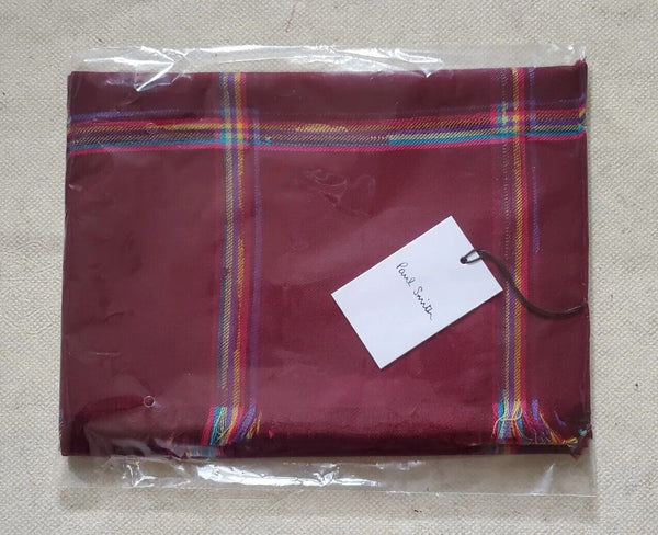 PAUL SMITH SCARF Mens Cashmere Wool Artist Check Burgundy Made in UK Rrp £165