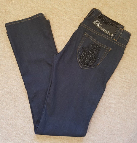 NWOT FRACOMINA JEANS. COTTON BLEND DENIM IN BLUE. SIZE 33"W, 35"L. RRP £95.