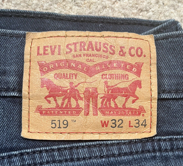 LEVIS 519 JEANS Men’s W 32 L 29  VINTAGE BLUE DENIM RED TAB STRAIGHT FIT A20