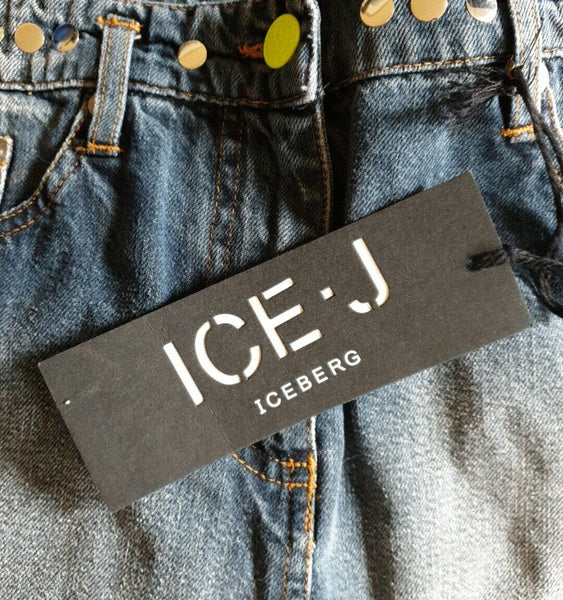 ICEBERG ICE J Skirt Womens UK 10 Blue Cotton Denim Gilmar Made In Italy