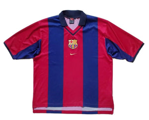 BARCELONA FOOTBALL SHIRT JERSEY Mens M NIKE 1999-2000 BLUE CLARET