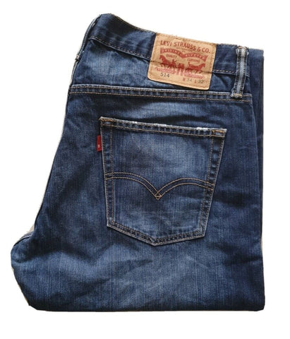 LEVIS 514 JEANS Mens W 34 L 32 VINTAGE BLUE DENIM RED TAB CLASSIC FIT no 118