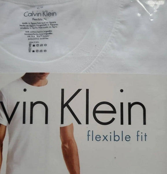 CALVIN KLEIN Tshirt x 2 Pack Mens S White Egyptian Cotton Flex Fit Rrp £45