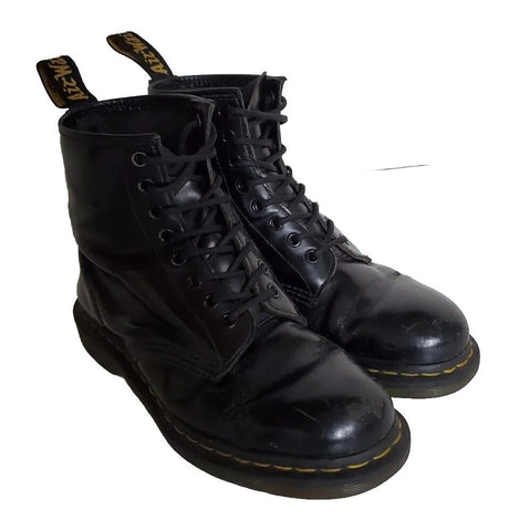 DR MARTENS Boots Womens UK 6 EU 39 Black Leather 8 Eyelet Vintage