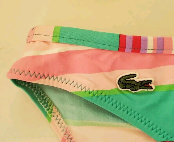 LACOSTE Bikini Swimsuit 2 Piece Halter Neck Size S Striped New With Pouch