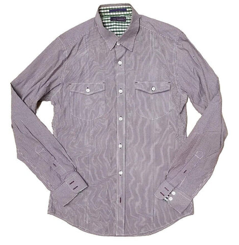 TED BAKER Shirt Mens S Gingham Purple And White Check Vgc