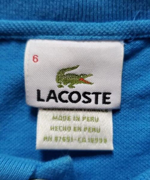 LACOSTE POLO SHIRT Mens M Long Sleeved Royal Blue Cotton Slim Fit Authentic