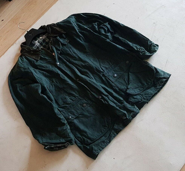 PANDA LINE Wax Jacket Coat Mens XL Green Waxed Cotton Vintage Made In UK (56)