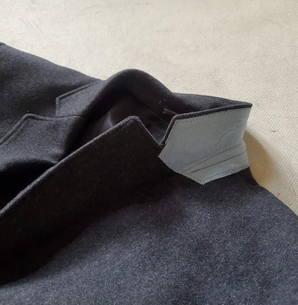 JASPER CONRAN Overcoat Trench Long Coat Mens L Charcoal Grey Italian Fabric
