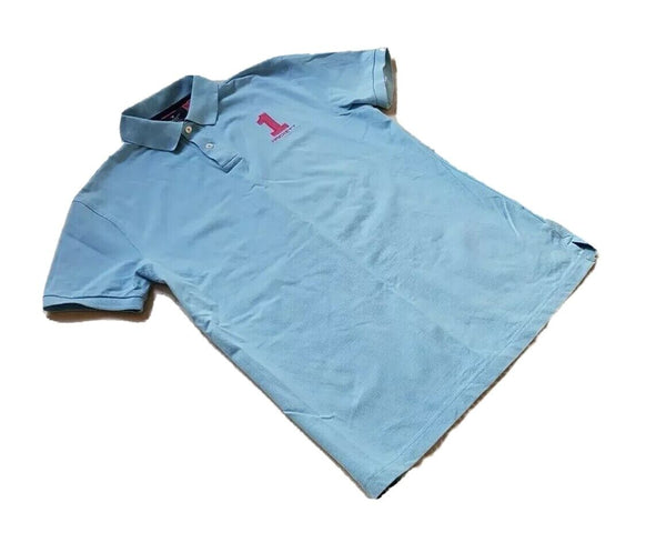 HACKETT Polo Shirt Mens S Pale Blue Pink No 1 Tailored Fit Authentic