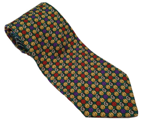 Vintage VERSACE TIE Red Green Blue Gold  Italy 90's