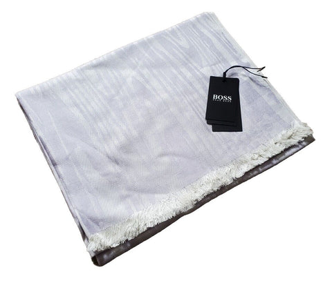 HUGO BOSS Pashmina Scarf Shawl Cashmere Wool White Lilac Rrp £189