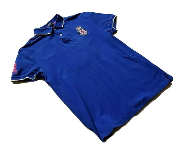 HACKETT Polo Shirt Mens S HRFC Crest Royal Blue Cotton No 1 Authentic